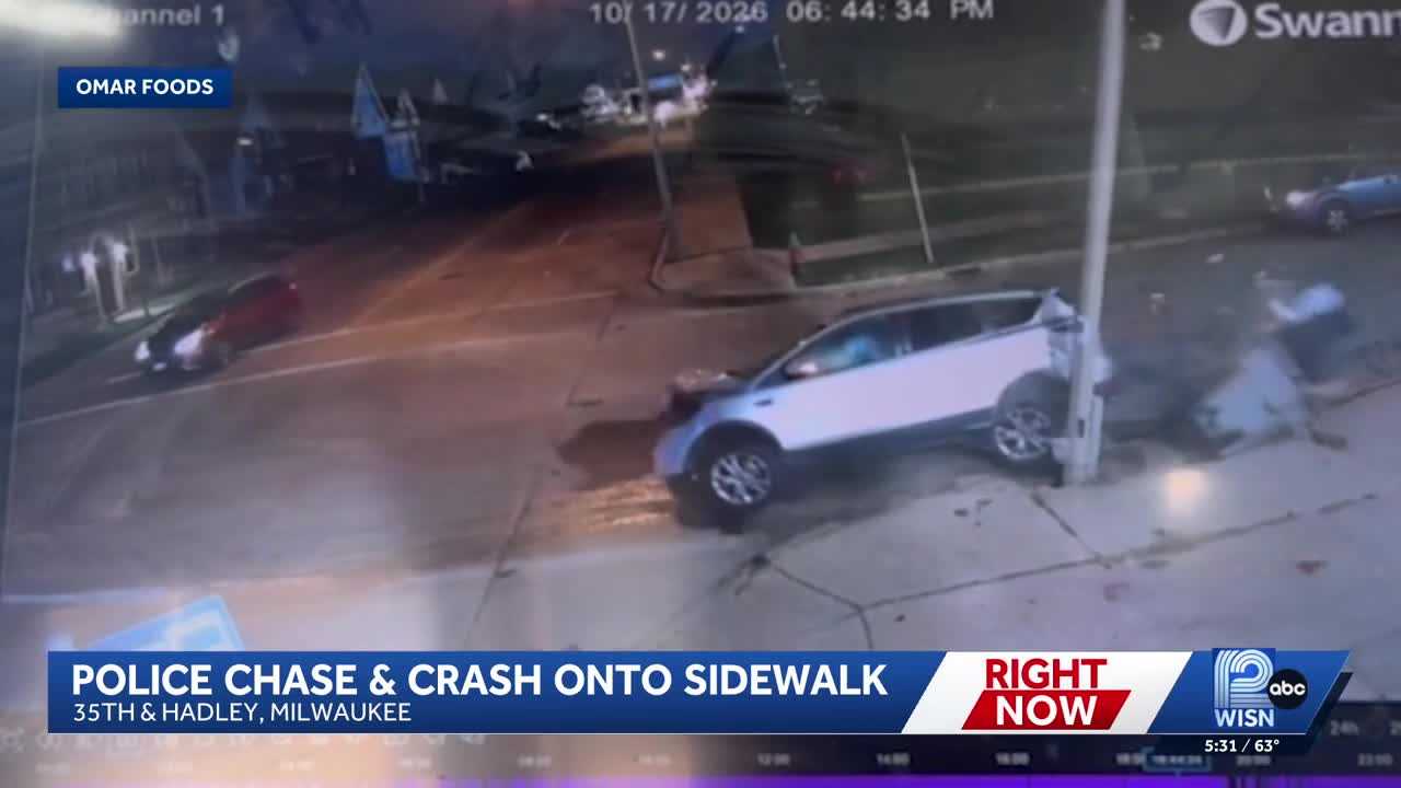 Video: Milwaukee police chase ends with crash onto sidewalk — WISN 12 Milwaukee, Orinda Community news